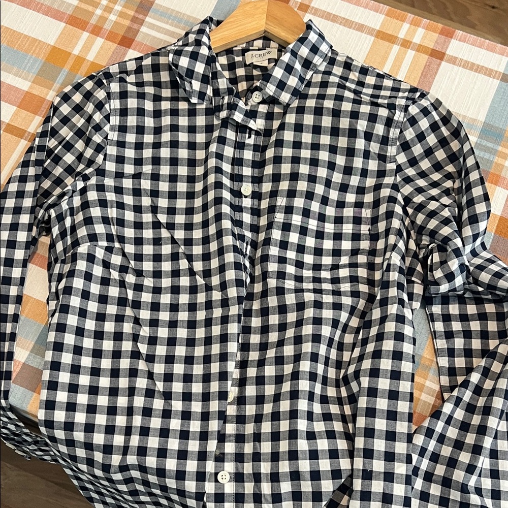 J. Crew Women’s Blue and White Checkered Shirt